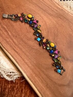 Sorrelli Multicolor Rhinestone Statement Bracelet | Chunky Vintage Style